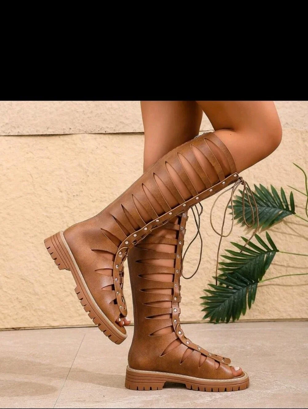 ●●SELLING FAST●●NEW Punk Style Lace-Up Back Zipper Rivet Hollow Out Sandals